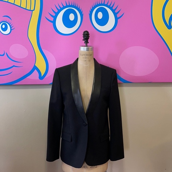 Gucci Black Wool Leather Tuxedo Smoking Jacket - Picture 1 of 16